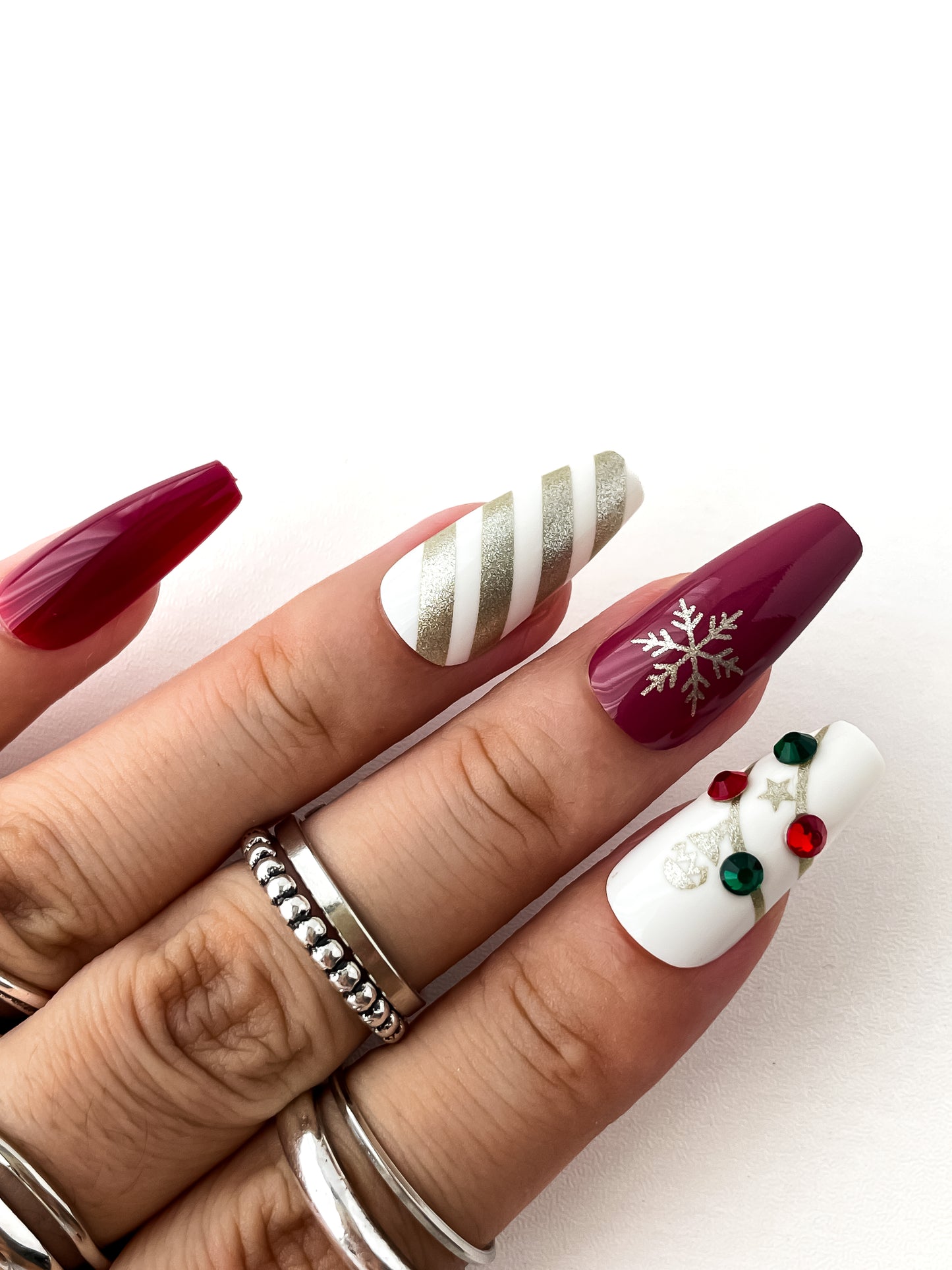 Christmas Nails Set With Glue Design 30pcs set