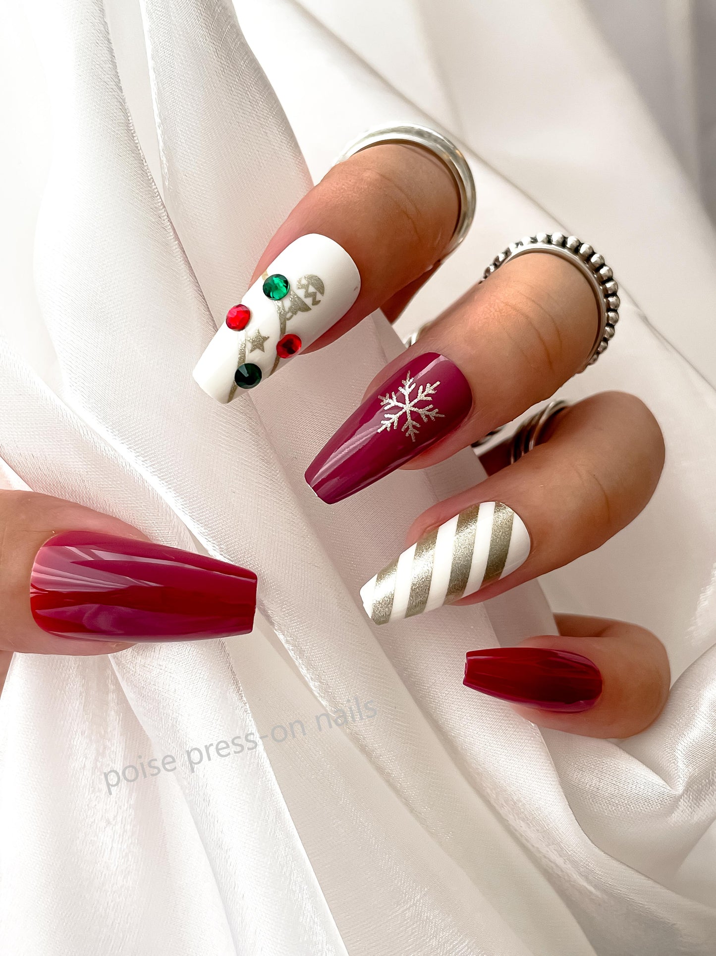Christmas Nails Set With Glue Design 30pcs set