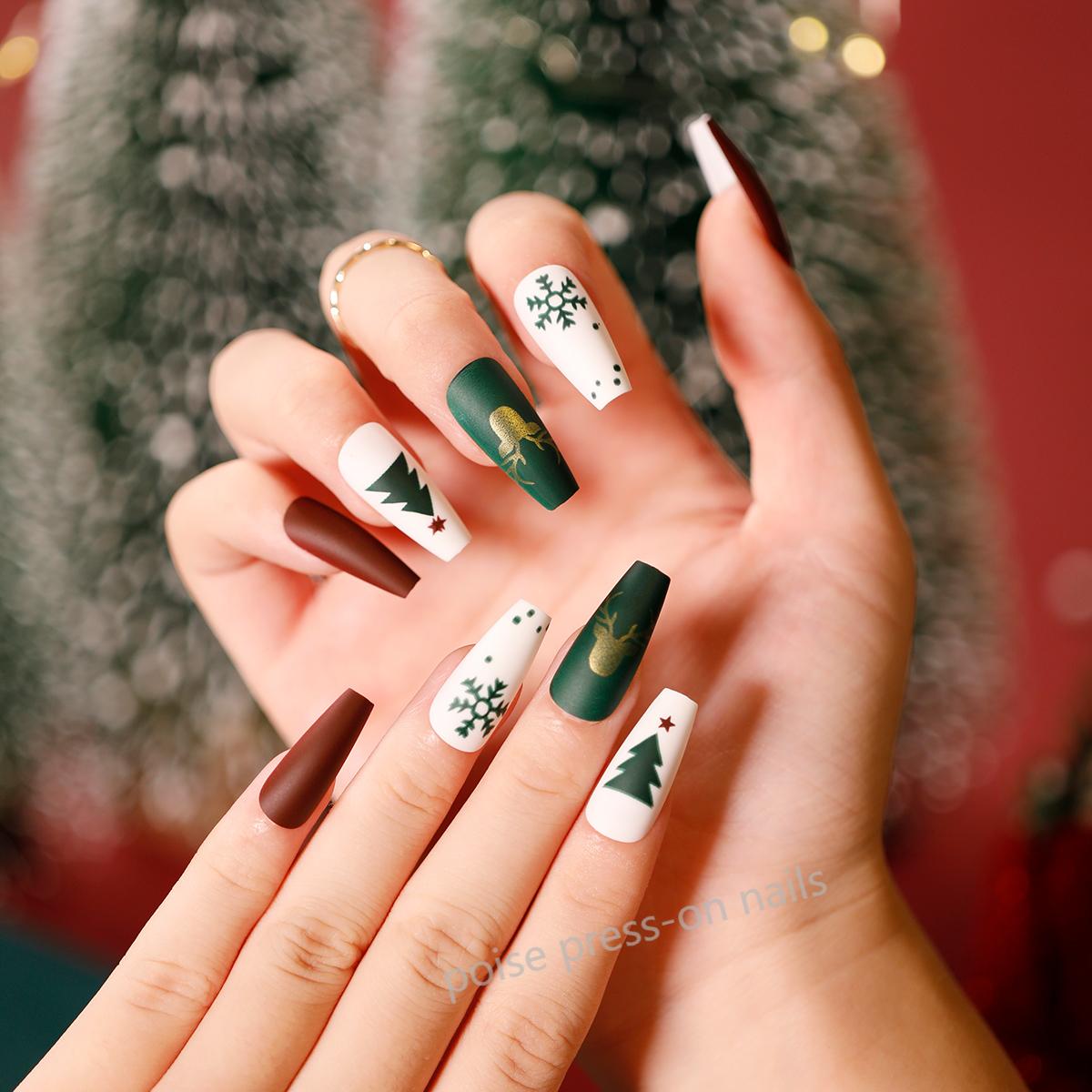 POISE Christmas Press-on Nails 24PCS set