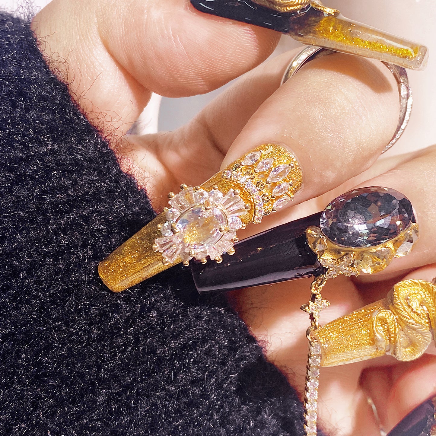 3D Textured Dragon Press-on Nails 10pcs set 100% handmade