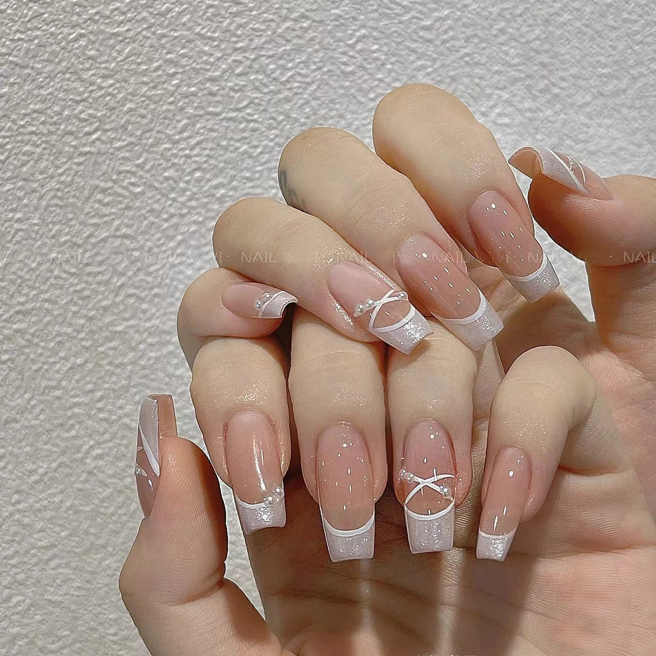 Ballet press-on nails 10pcs set 100% handmade