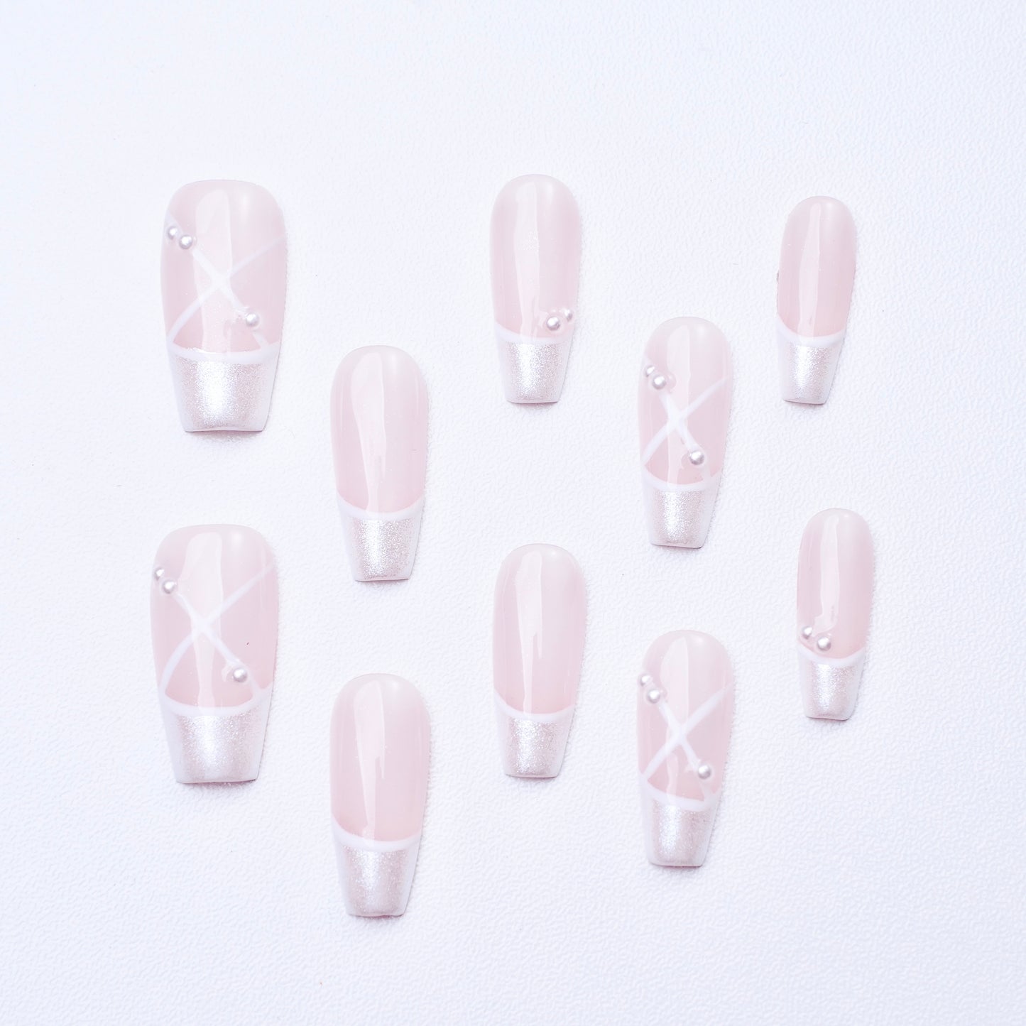 Ballet press-on nails 10pcs set 100% handmade