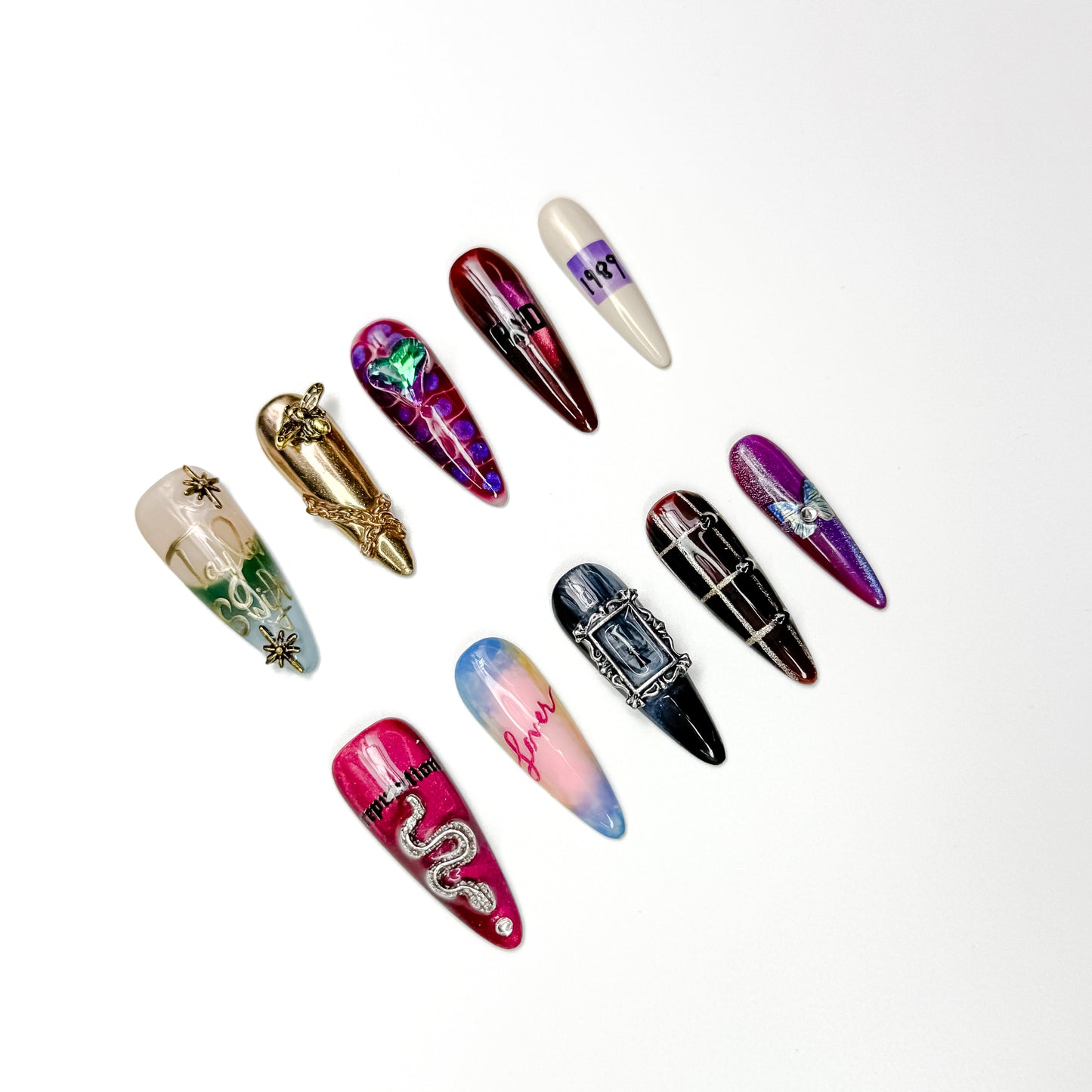 100% HANDMADE Taylor swift style Press-on Nails 10Pcs Set