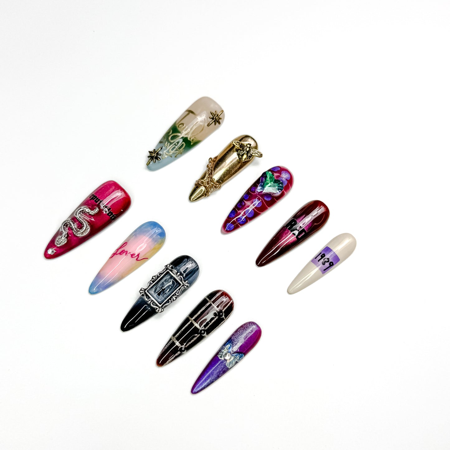 100% HANDMADE Taylor swift style Press-on Nails 10Pcs Set