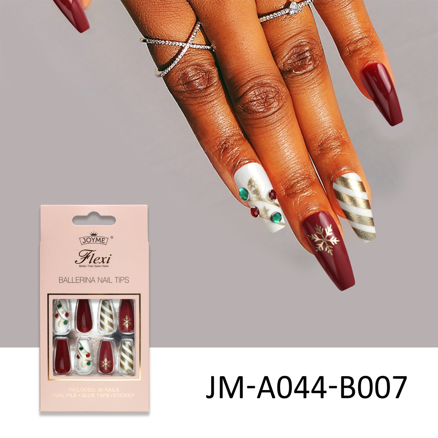 Christmas Nails Set With Glue Design 30pcs set