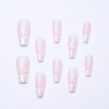Ballet press-on nails 10pcs set 100% handmade