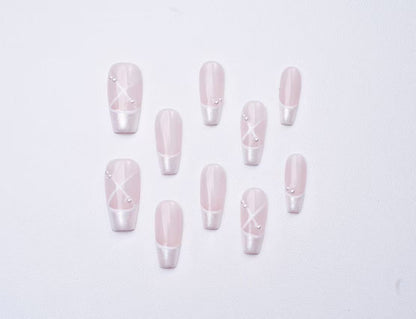 Ballet press-on nails 10pcs set 100% handmade